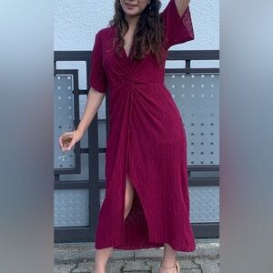 All in Favor Deep Magenta Midi Dress